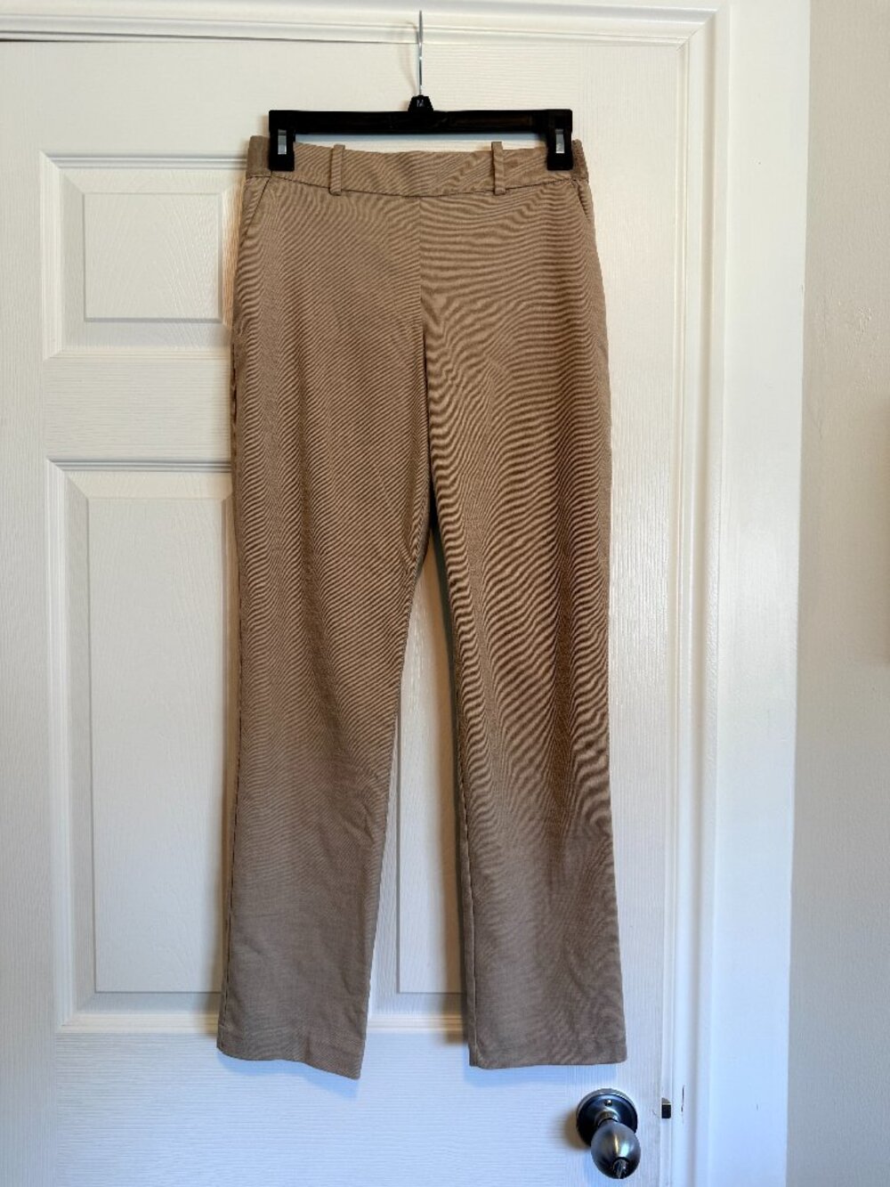 H&M Tan Straight Leg Trousers Stretch Waistband Size 4